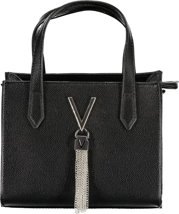 Nero Polyurethane Women's Bag with Handles and Shoulder Strap