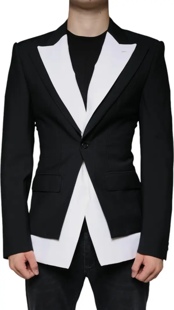 Black White Single Breasted Dress Blazer