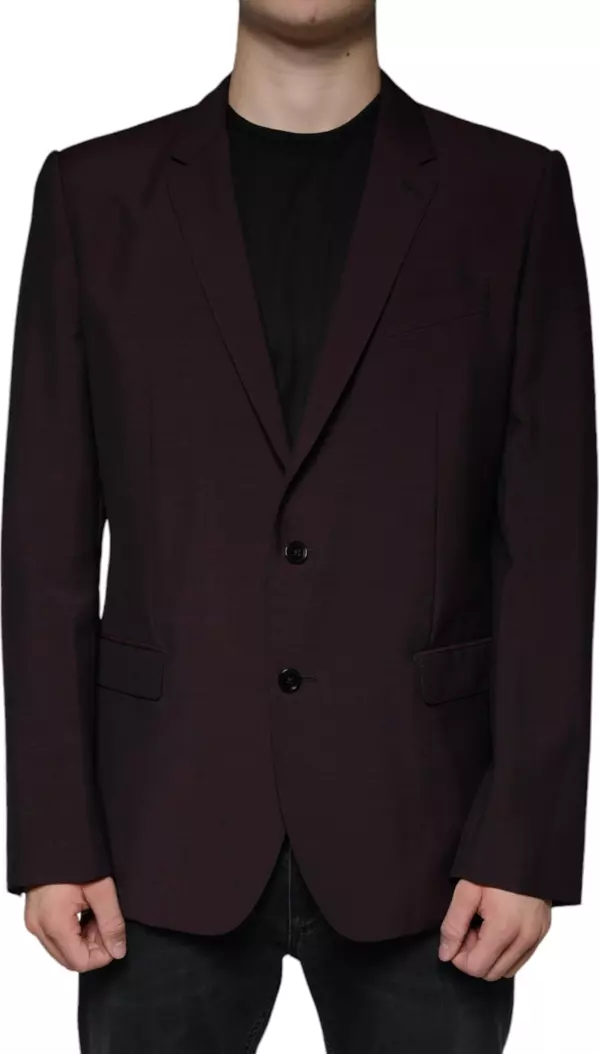 Bordeaux Wool Single Breasted Dress Blazer