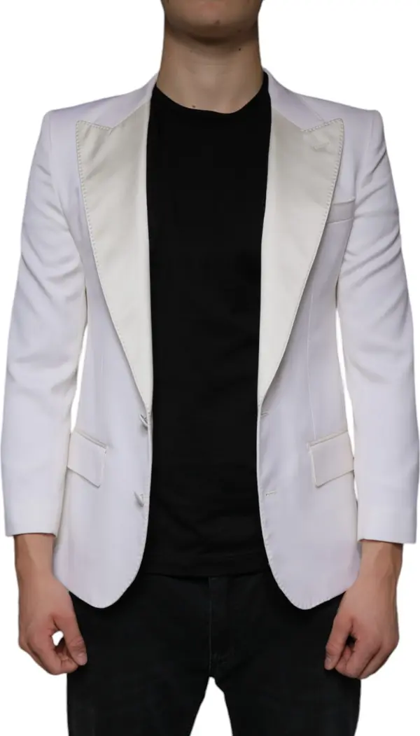 Off White Wool Single Breasted Dress Blazer