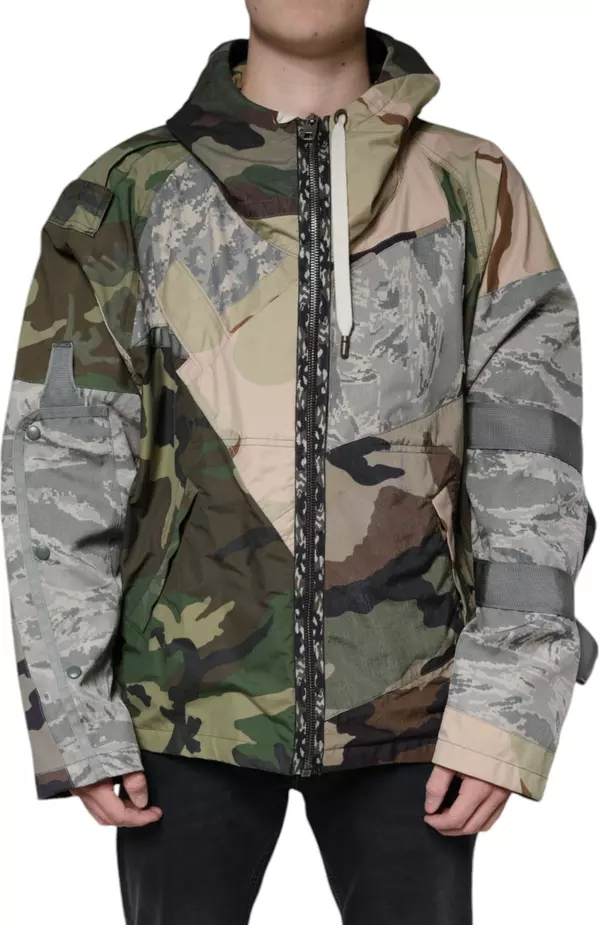 Multicolor Camouflage Full Zip Hooded Jacket