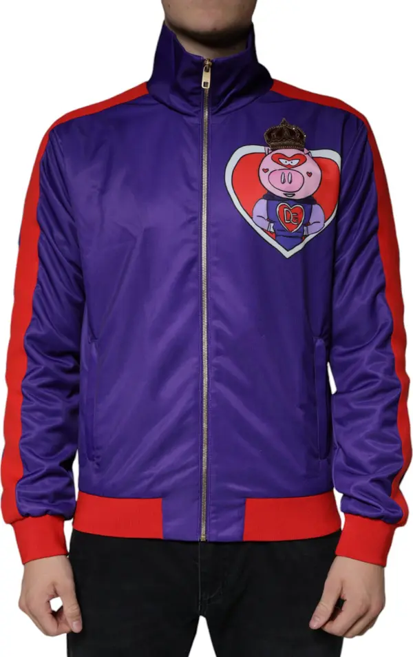 Purple YEAR OF THE PIG Full Zip Bomber Jacket