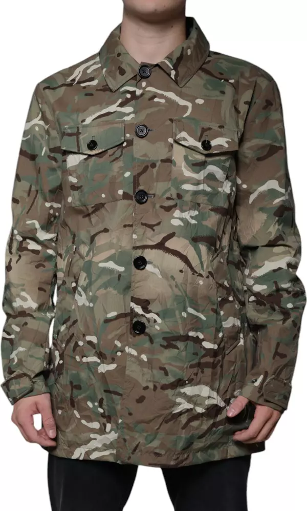 Multicolor Camouflage Collared Coat Jacket