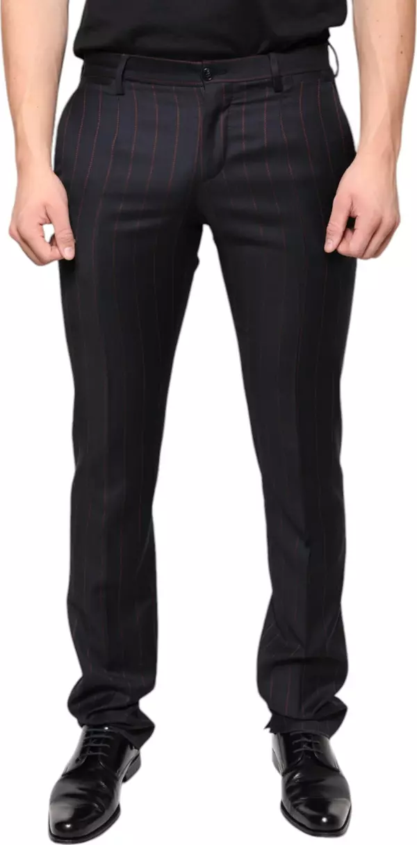 Black Stripes Skinny Men Dress Pants
