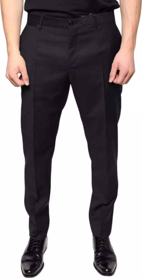Black Wool Skinny Men Dress Pants