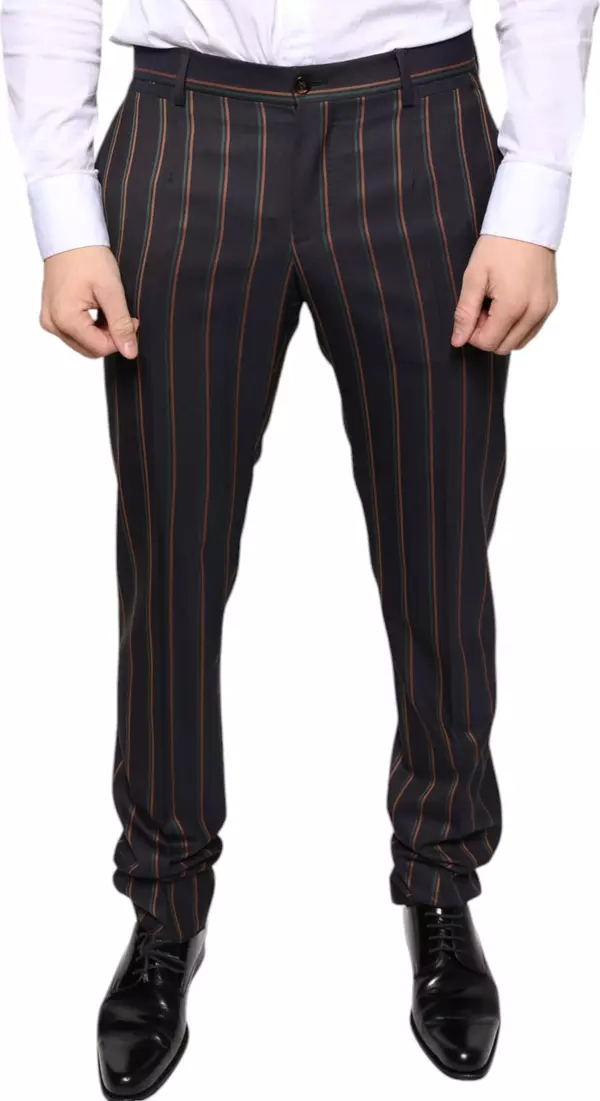 Brown Stripes Skinny Men Dress Pants