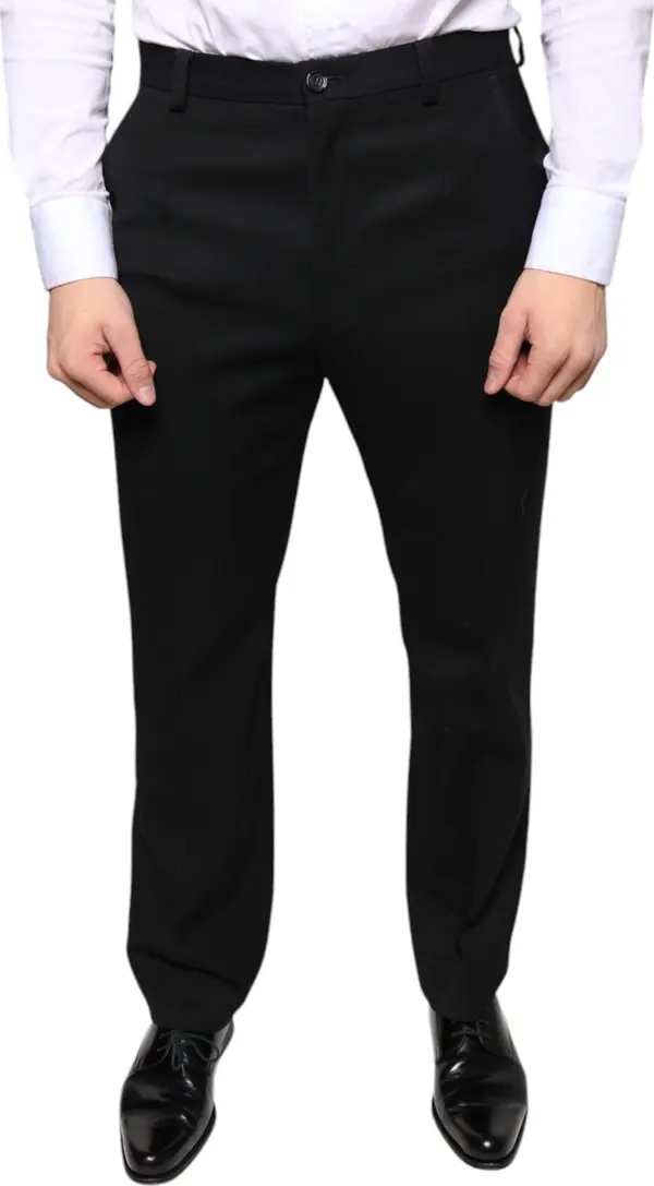 Black Wool Skinny Men Dress Pants