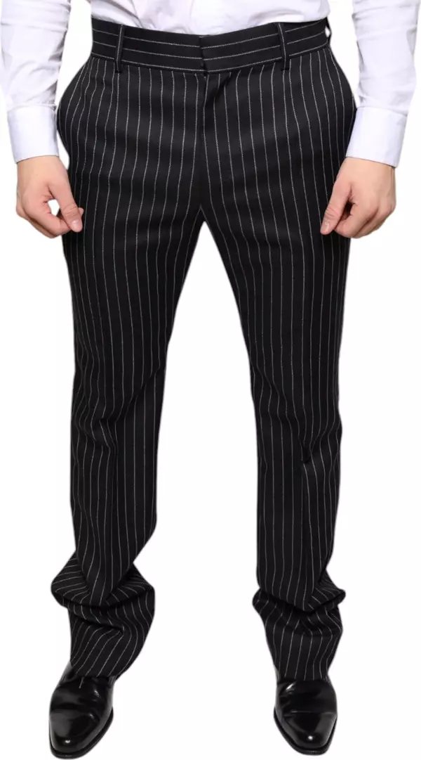 Black Stripes Skinny Men Dress Pants