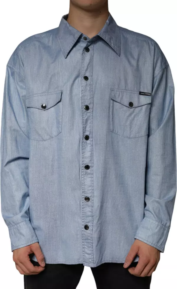 Light Blue Cotton Button Down Casual Shirt