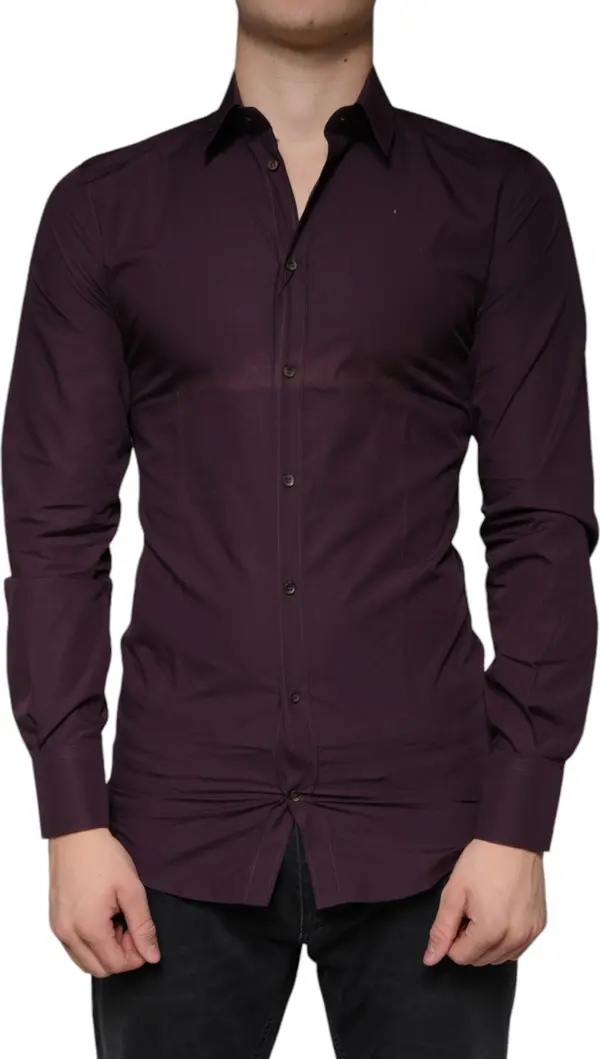 Dark Violet Cotton Dress GOLD Men Formal Shirt