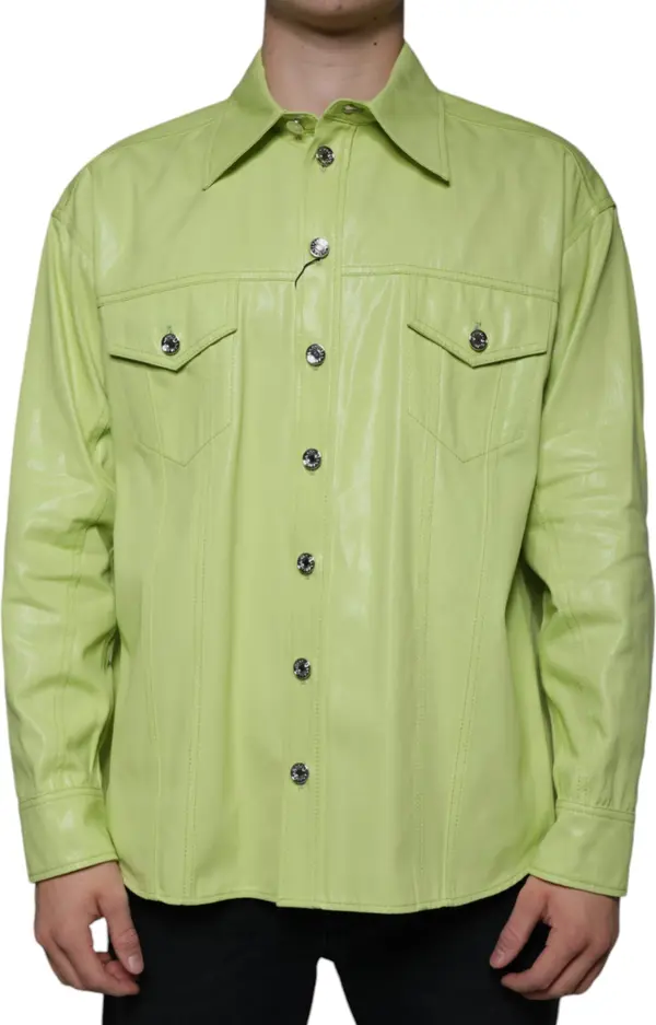 Green Cotton Collared Men Button Down Shirt