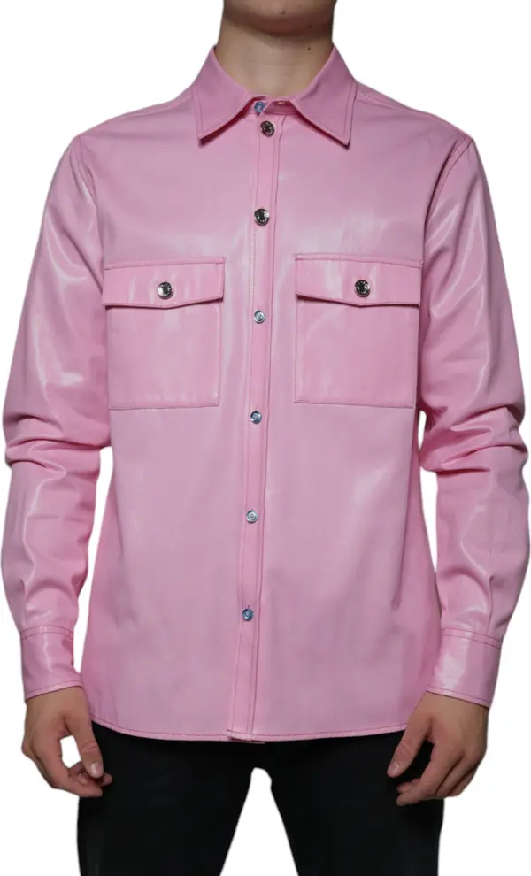Pink Cotton Collared Button Down Shirt