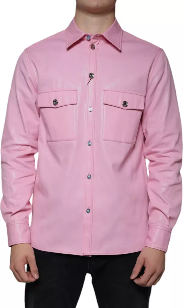 Pink Cotton Collared Button Down Shirt