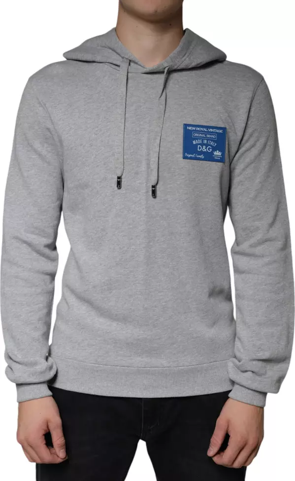 Gray Cotton Logo Hooded Sweatshirt Sweater