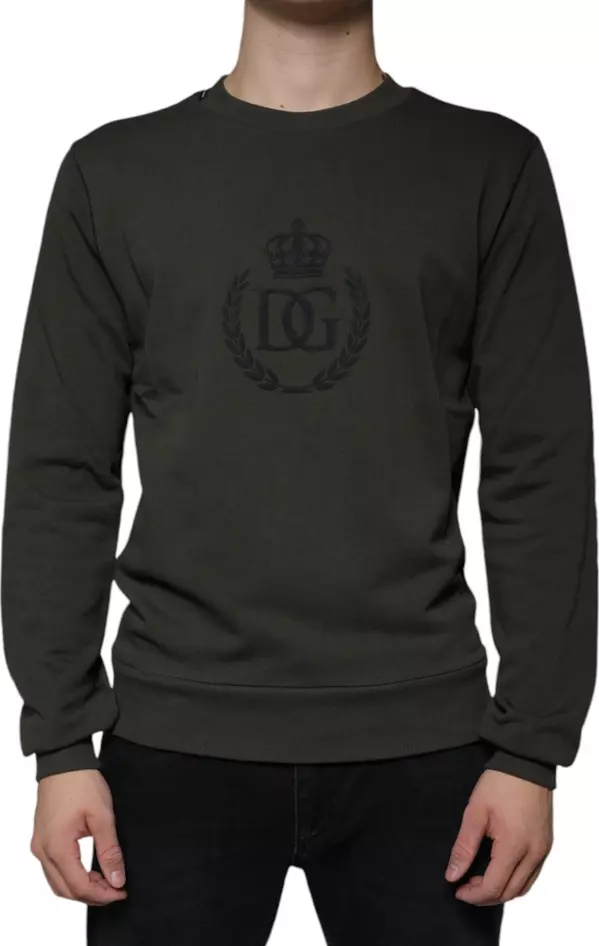 Army Green DG Crown Crew Neck Pullover Sweater