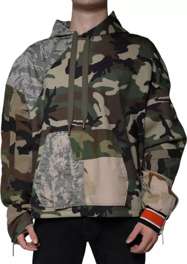 Multicolor Camouflage Hooded Sweatshirt Sweater