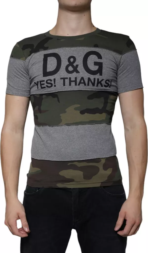 Multicolor Camouflage Cotton Crew Neck T-shirt