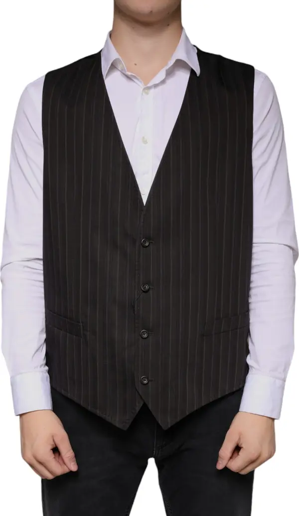 Black Cotton Waistcoat Dress Formal Vest