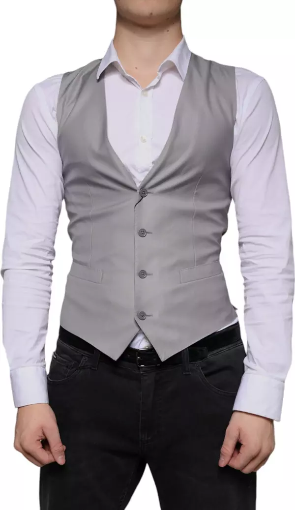 Light Gray Wool Formal Dress Waistcoat Vest
