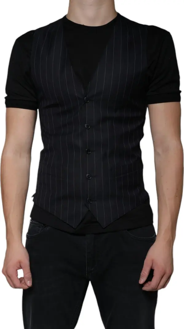 Black Leather Waistcoat Dress Formal Vest