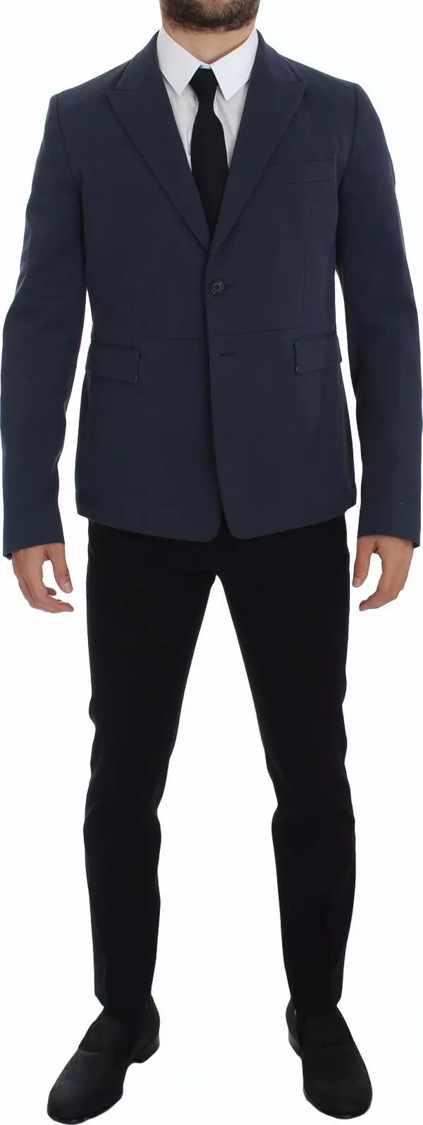 Blue Cotton Stretch Casual Blazer