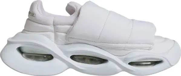 White Padded Fabric Low Top Sneakers Shoes