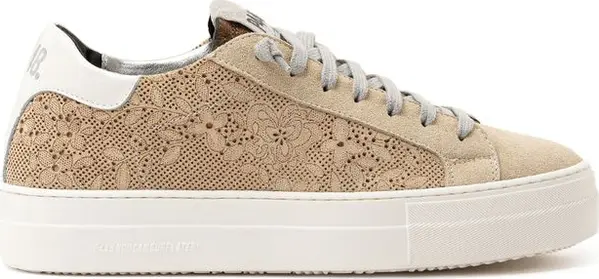 Beige Leather Athletic Sneakers