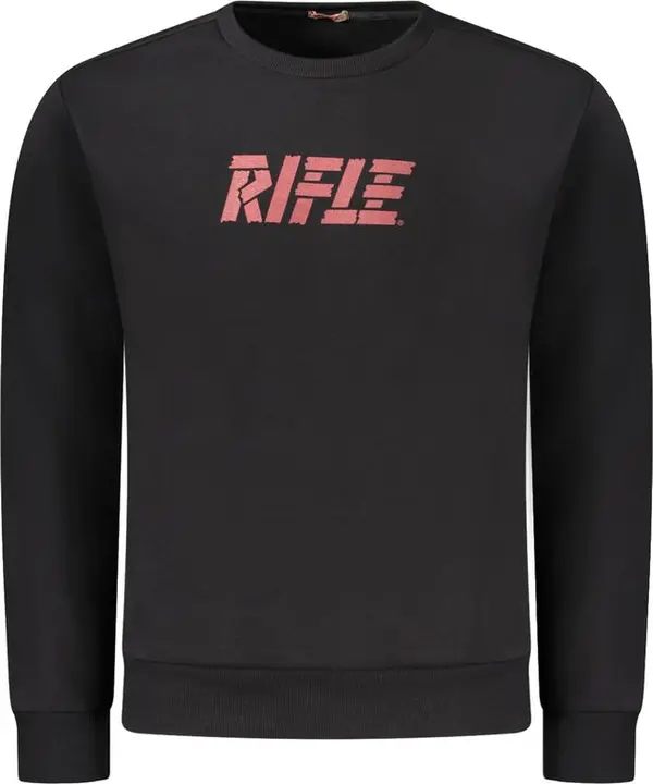 Black Cotton Men's Crewneck Sweater