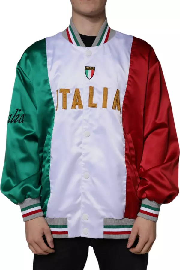 Multicolor Italia Button Down Bomber Jacket