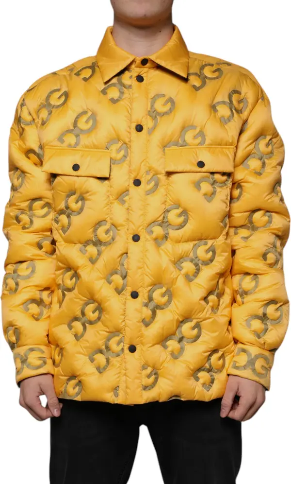 Yellow Logo Padded Buttoned Blouson Jacket
