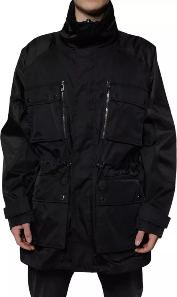 Black Nylon Winter Men Parka Coat Jacket