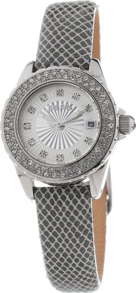 Gray Leather Dress Watch