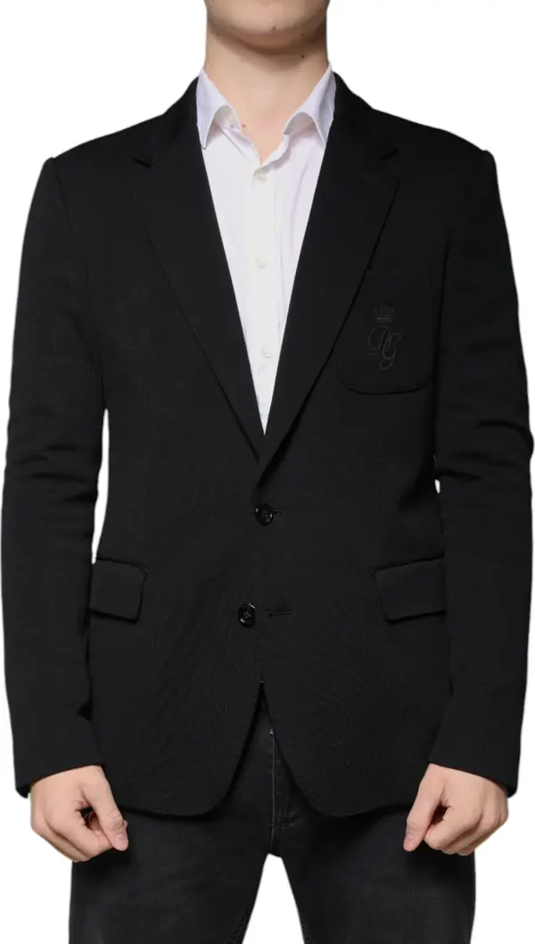 Black Wool Single Breasted Formal Blazer