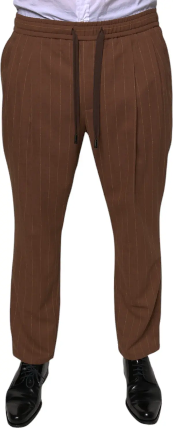 Brown Stripes Skinny Men Dress Pants