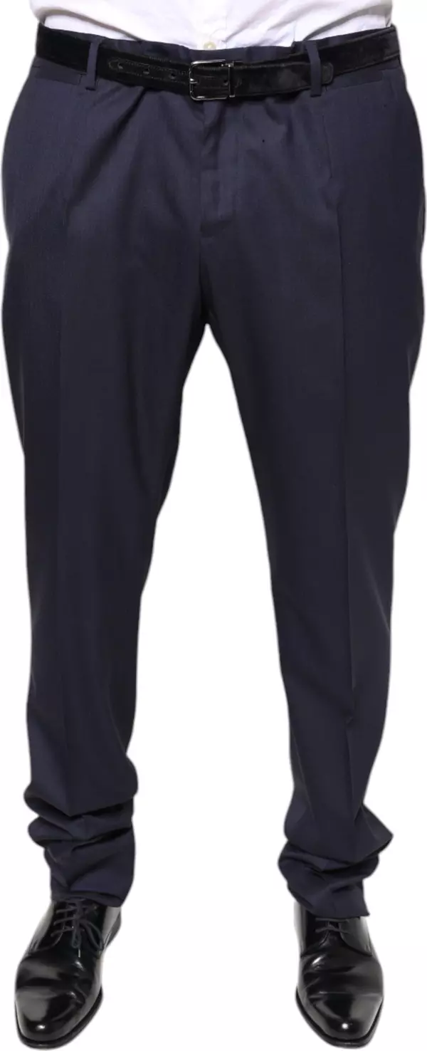 Blue Wool Skinny Formal Dress Pants