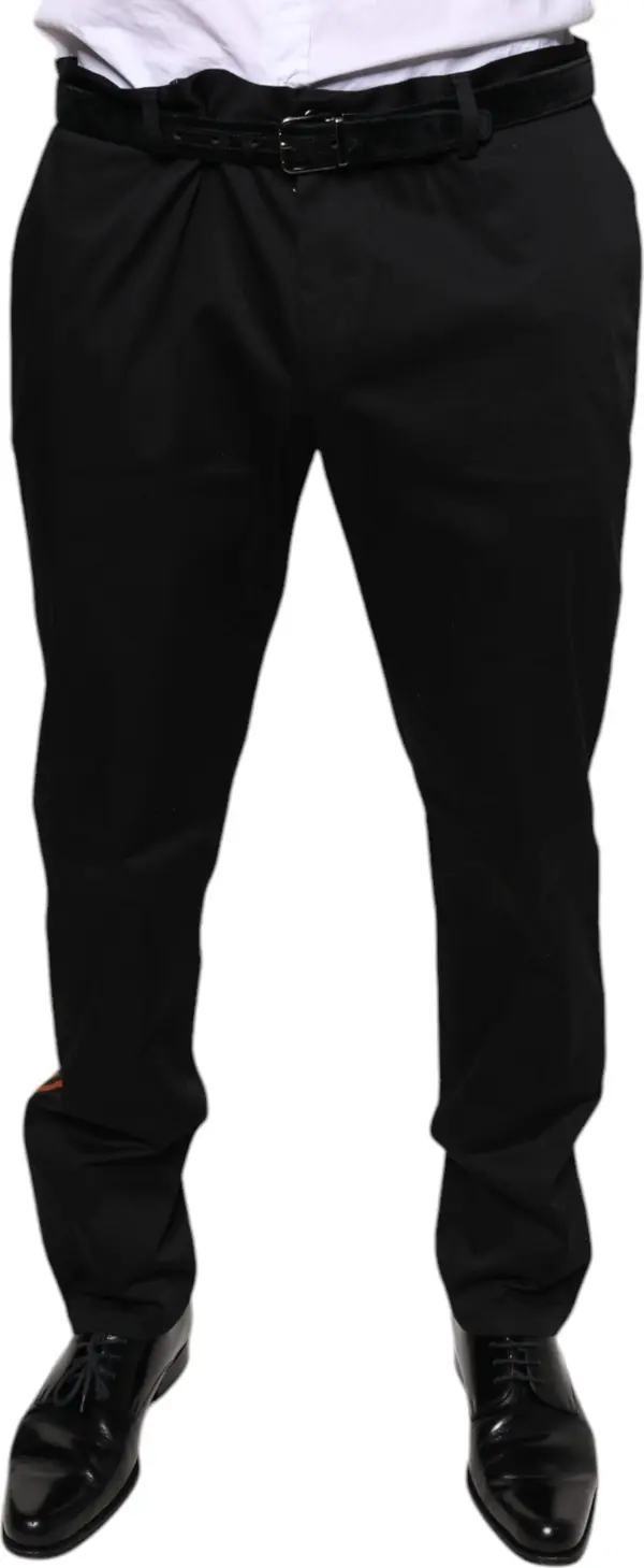 Black Cotton Stretch Skinny Men Dress Pants