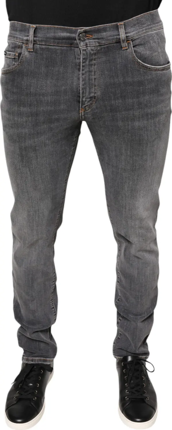 Dark Gray Cotton Stretch Skinny Denim Jeans