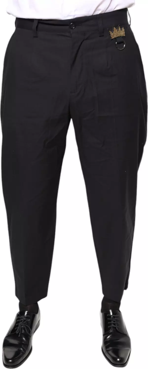 Black Crown Cotton Dress Pants