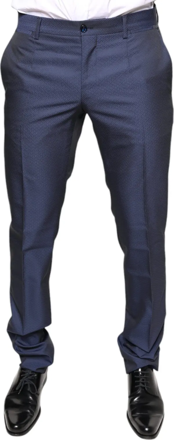 Blue Polyester Formal Tuxedo Pants