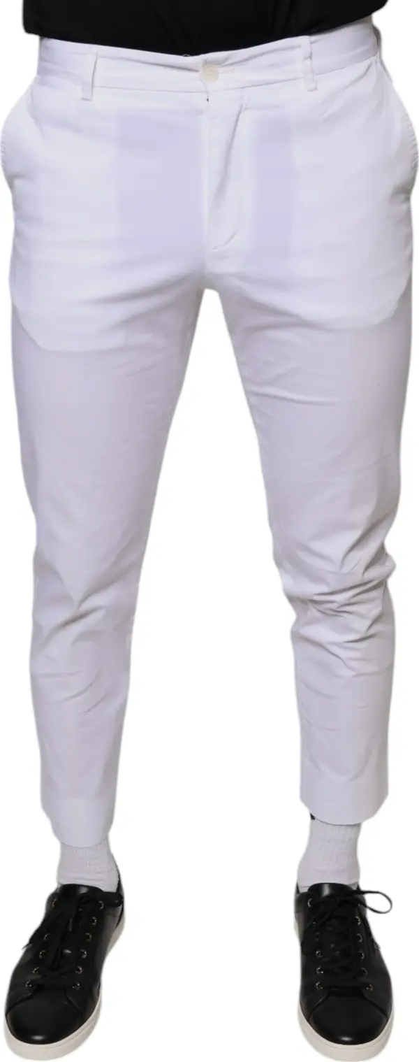 White Cotton Skinny Dress Pants