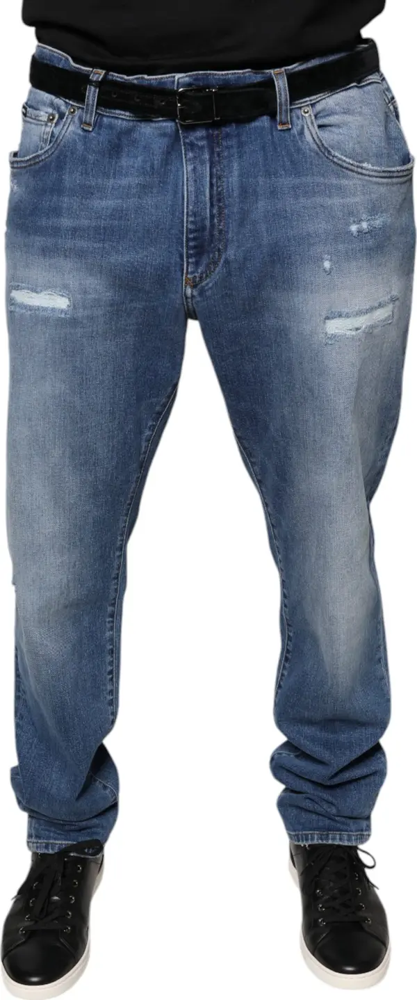 Blue Washed Cotton Stretch Men Denim Jeans