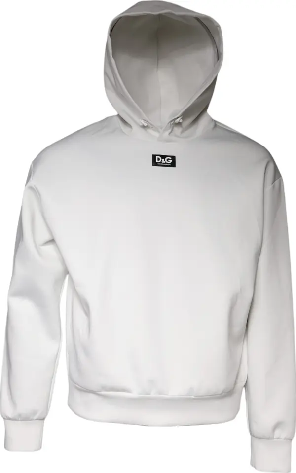 White D&G Logo Hooded Men Sweatshirt Sweater