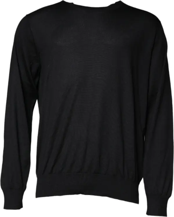 Black Cashmere Crew Neck Pullover Sweater