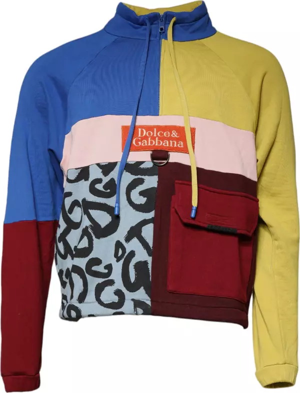 Multicolor Patchwork Men Sweatshirt Sweater