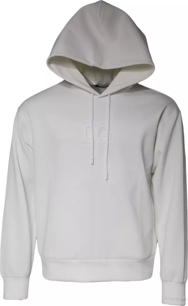 White DG Logo Hooded Men Sweatshirt Sweater