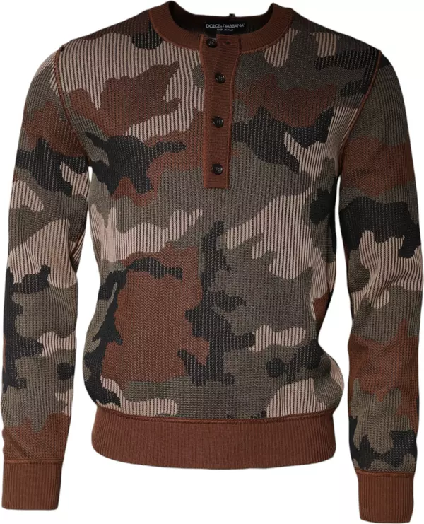Multicolor Camouflage Men Pullover Sweater