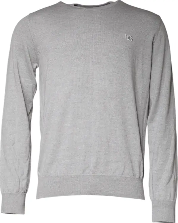 Light Gray Wool Crew Neck Pullover Sweater