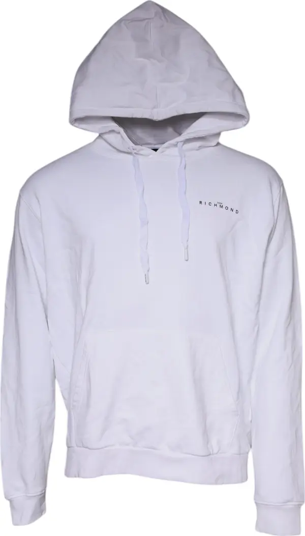 White Logo Cotton Hooded Sweatshirt Sweater