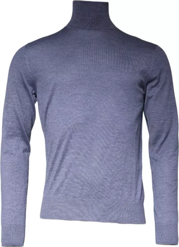Purple Blue Long Sleeve Turtleneck Pullover Sweater