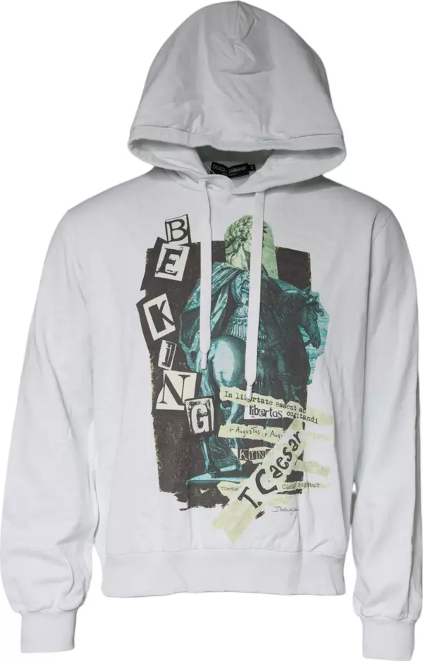 White Caesar Cotton Hooded Pullover Sweater